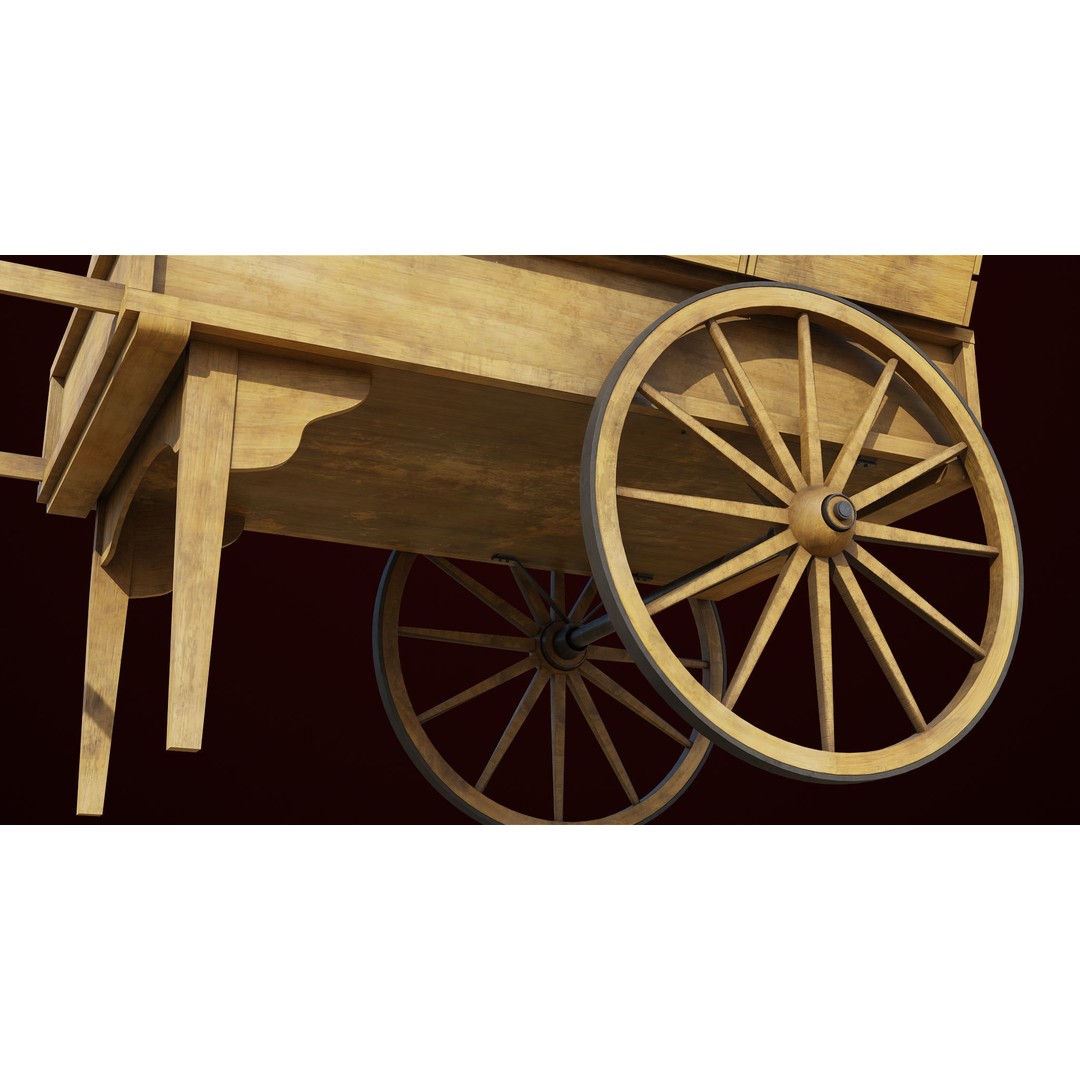 Wooden Wagon Cart 3D Model – Low Poly Game Asset, FBX, PBR Textures - View 26