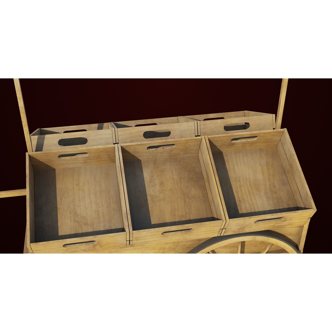 Wooden Wagon Cart 3D Model – Low Poly Game Asset, FBX, PBR Textures - View 27