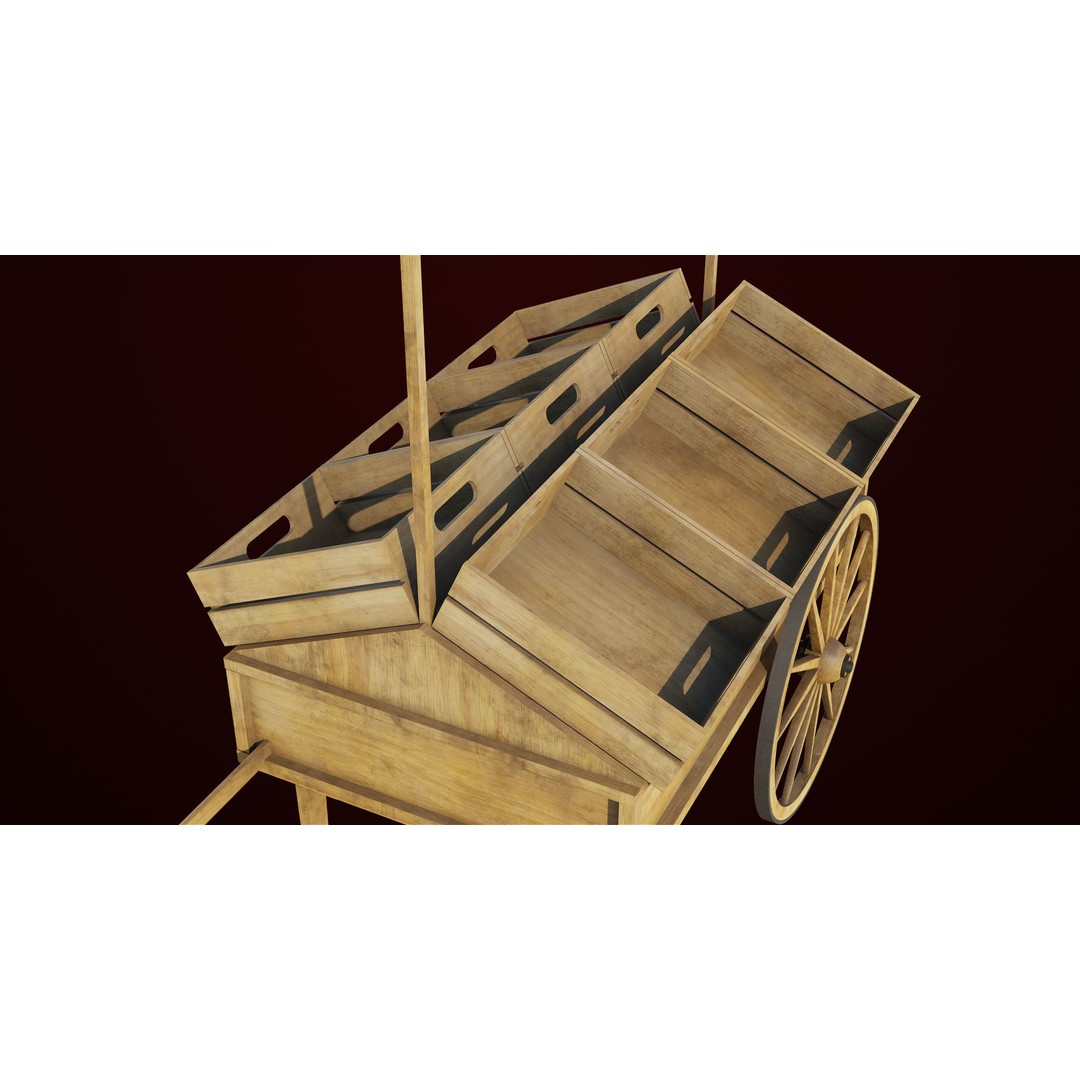 Wooden Wagon Cart 3D Model – Low Poly Game Asset, FBX, PBR Textures - View 28