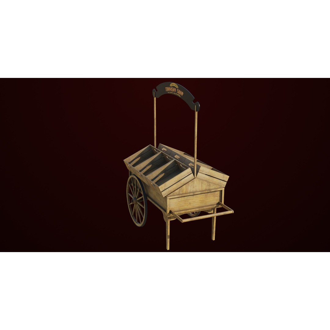 Wooden Wagon Cart 3D Model – Low Poly Game Asset, FBX, PBR Textures - View 30