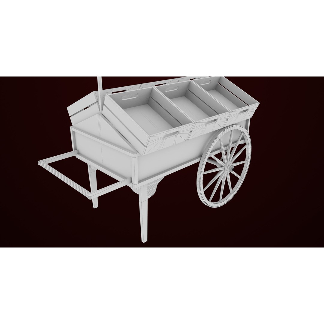Wooden Wagon Cart 3D Model – Low Poly Game Asset, FBX, PBR Textures - View 37