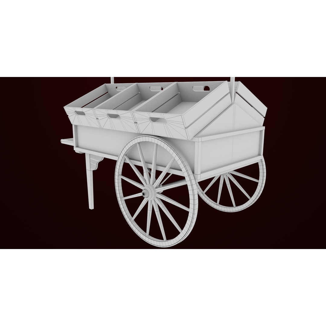 Wooden Wagon Cart 3D Model – Low Poly Game Asset, FBX, PBR Textures - View 38
