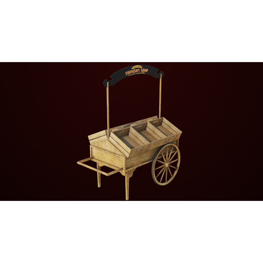Wooden Wagon Cart 3D Model – Low Poly Game Asset, FBX, PBR Textures - View 4