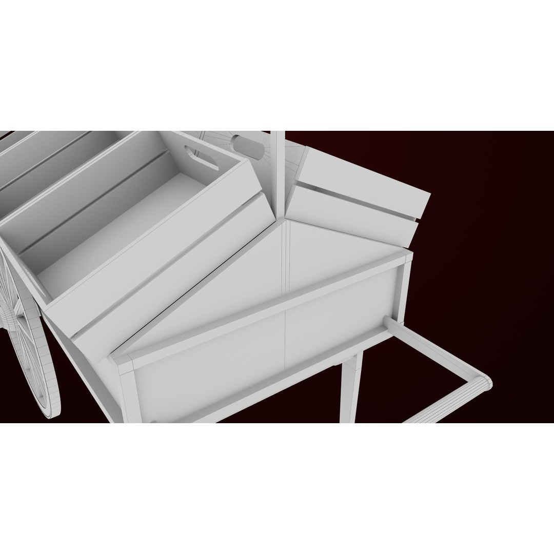 Wooden Wagon Cart 3D Model – Low Poly Game Asset, FBX, PBR Textures - View 45