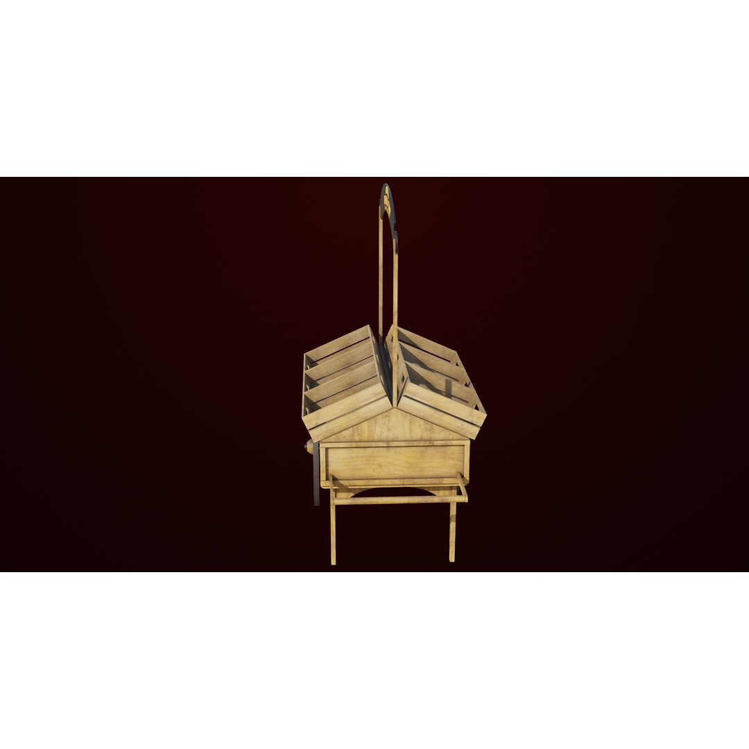 Wooden Wagon Cart 3D Model – Low Poly Game Asset, FBX, PBR Textures - View 6
