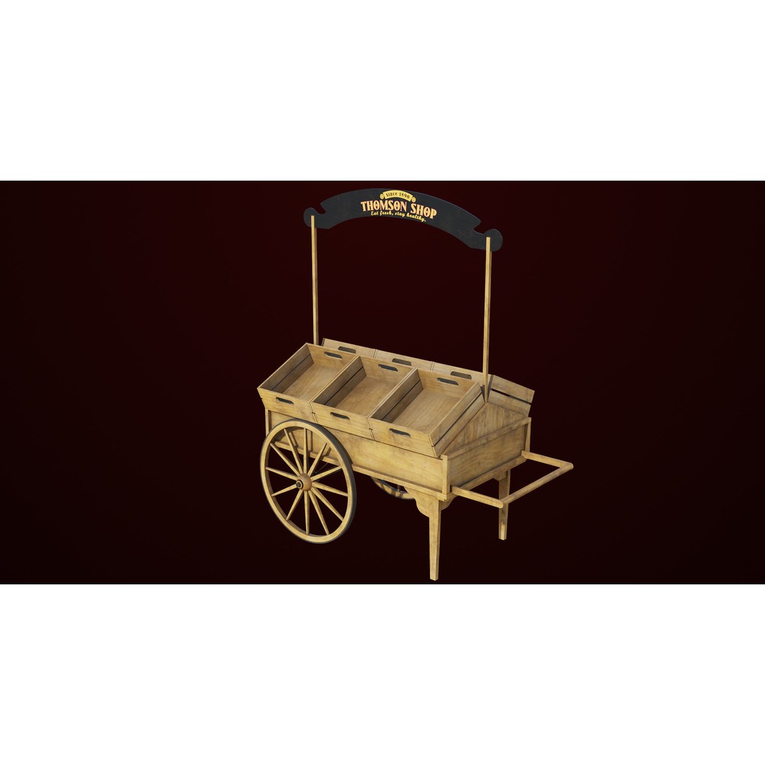 Wooden Wagon Cart 3D Model – Low Poly Game Asset, FBX, PBR Textures - View 7