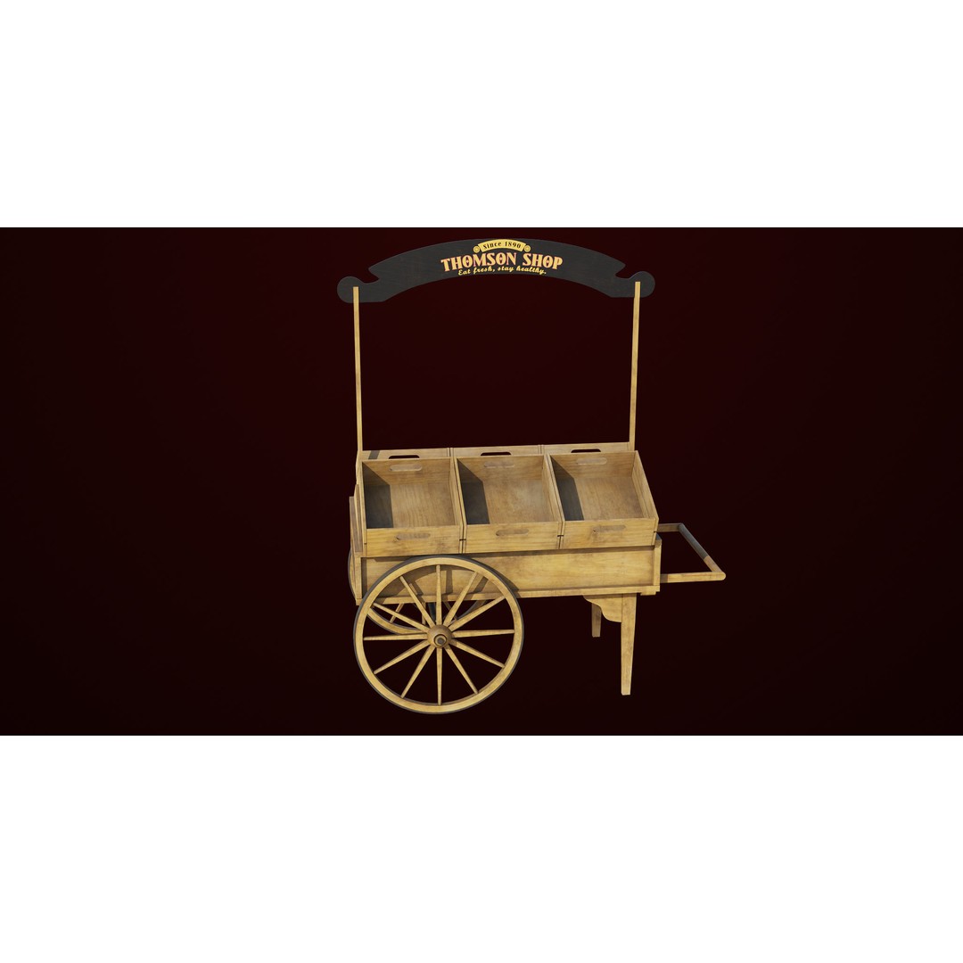 Wooden Wagon Cart 3D Model – Low Poly Game Asset, FBX, PBR Textures - View 8