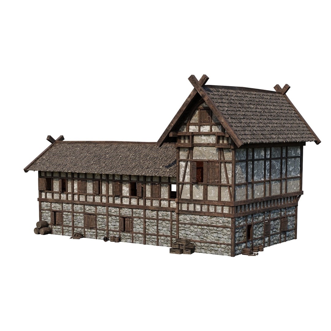 Old Medieval House 3D Model – Low Poly Game Ready Asset, FBX & OBJ