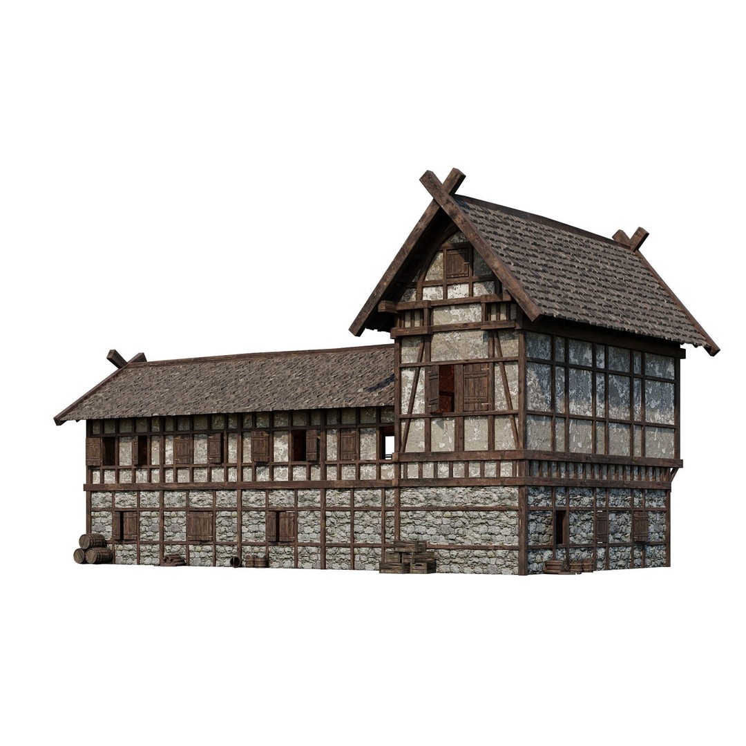 Old Medieval House 3D Model – Low Poly Game Ready Asset, FBX & OBJ - View 10