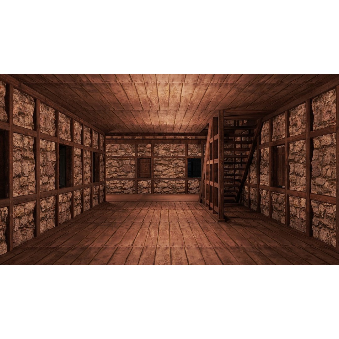 Old Medieval House 3D Model – Low Poly Game Ready Asset, FBX & OBJ - View 7
