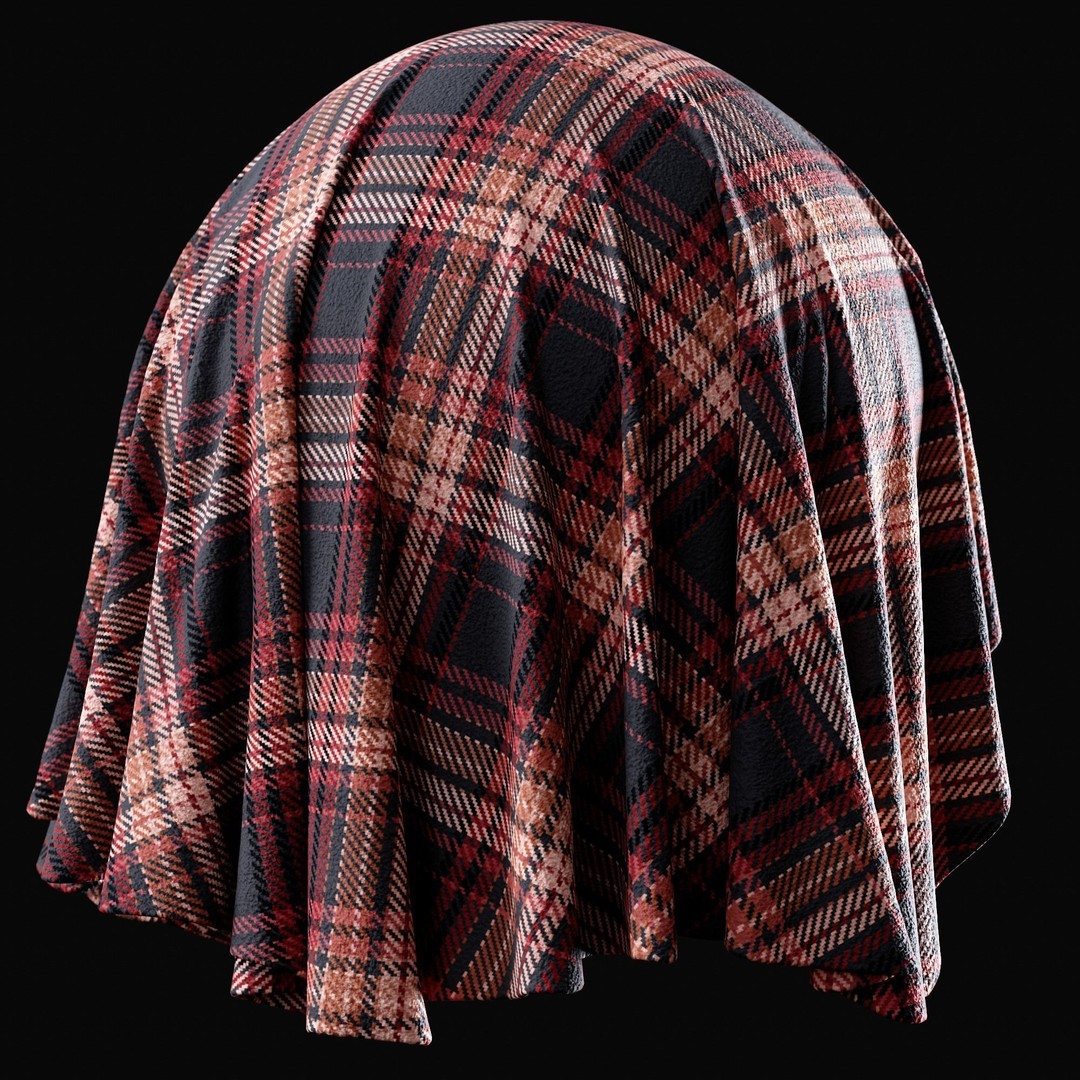 Checkered Fabric Material 3D Model – Cotton, Leather, Wool, SBSR