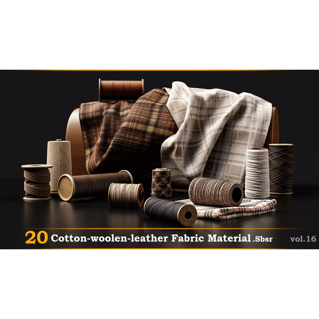 Checkered Fabric Material 3D Model – Cotton, Leather, Wool, SBSR - View 2