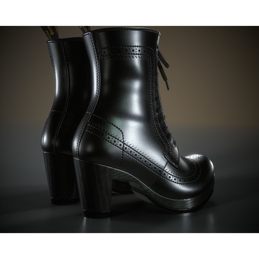 Dr. Martens Regina 3D Model – Low Poly Game Ready Boot, FBX, OBJ