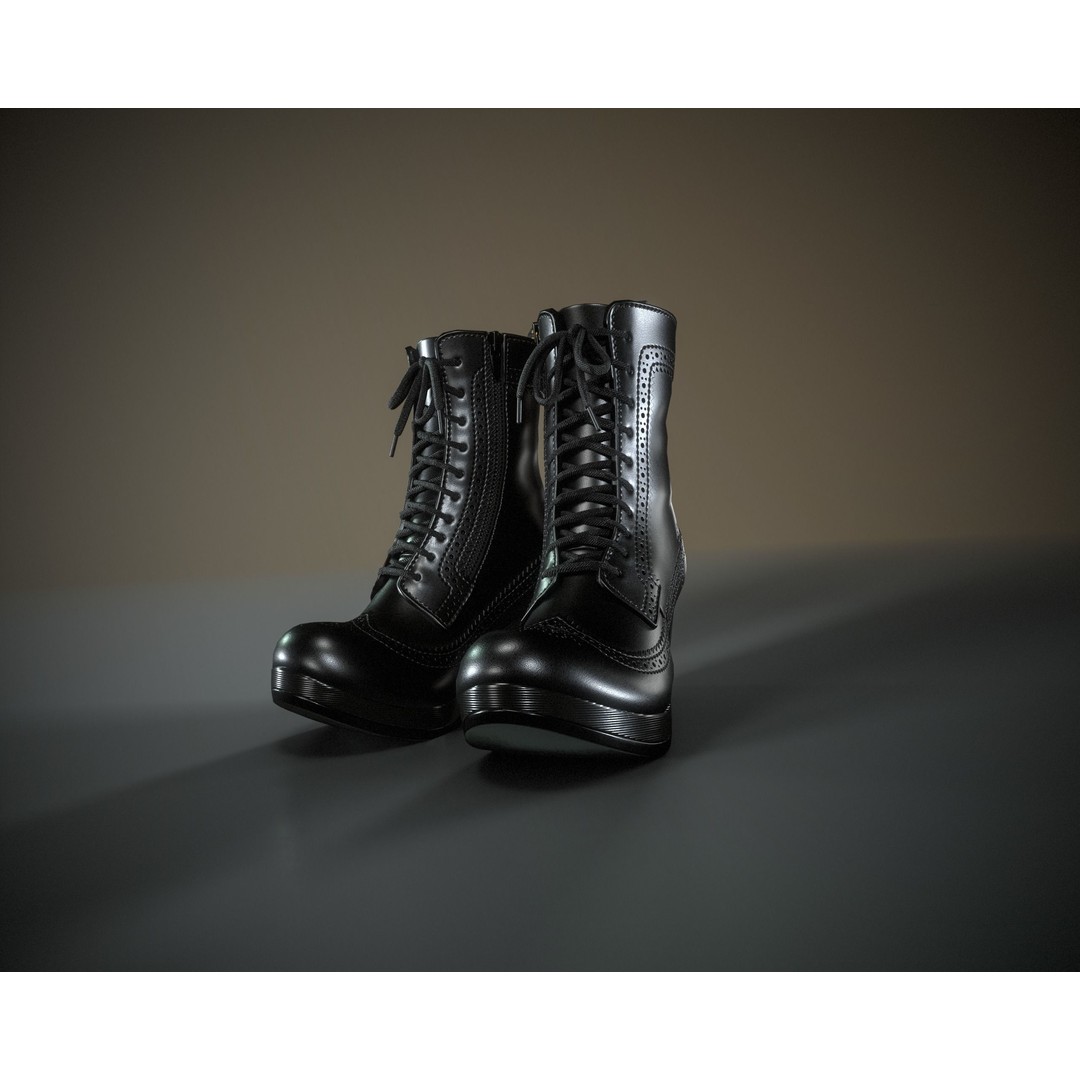 Dr. Martens Regina 3D Model – Low Poly Game Ready Boot, FBX, OBJ - View 11