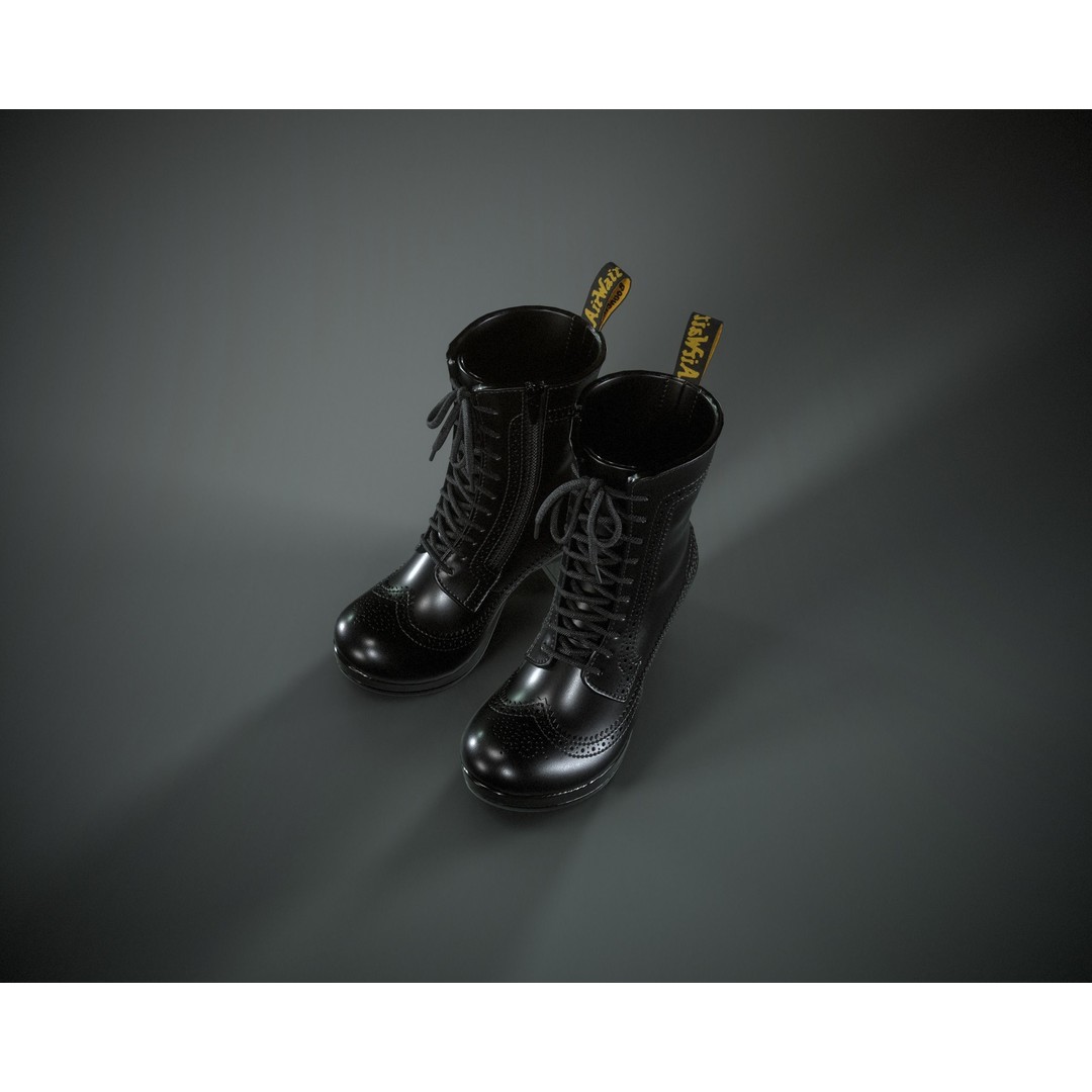 Dr. Martens Regina 3D Model – Low Poly Game Ready Boot, FBX, OBJ - View 12