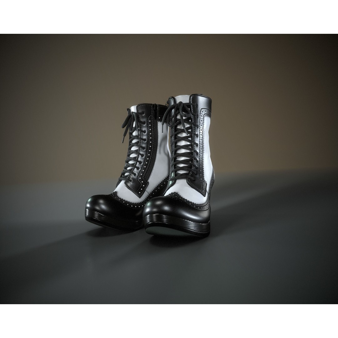 Dr. Martens Regina 3D Model – Low Poly Game Ready Boot, FBX, OBJ - View 3