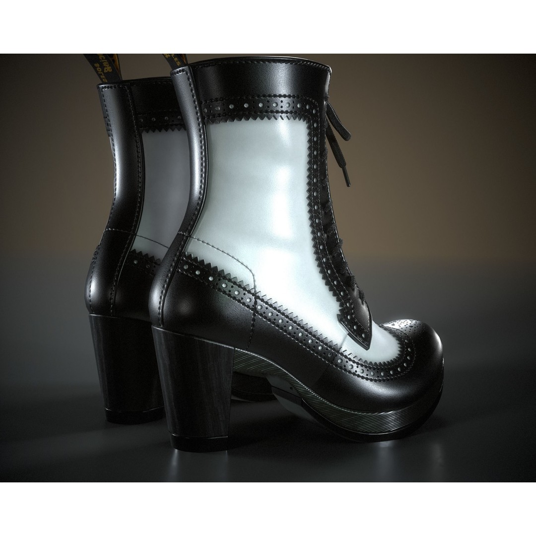 Dr. Martens Regina 3D Model – Low Poly Game Ready Boot, FBX, OBJ - View 9