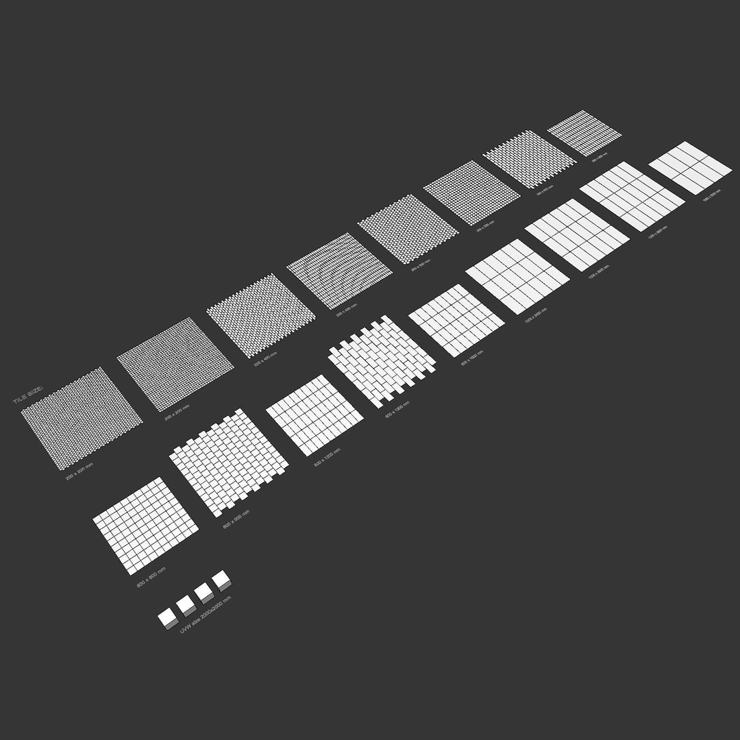Travertine Porcelain Tiles 3D Model – PBR Textures, Various Sizes - View 10