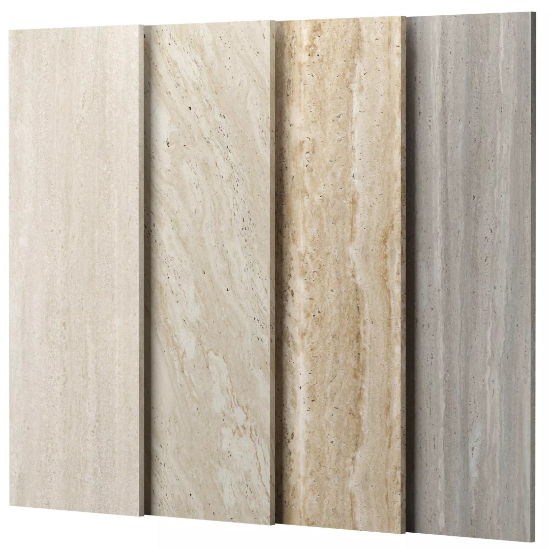 Travertine Porcelain Tiles 3D Model – PBR Textures, Various Sizes - View 2