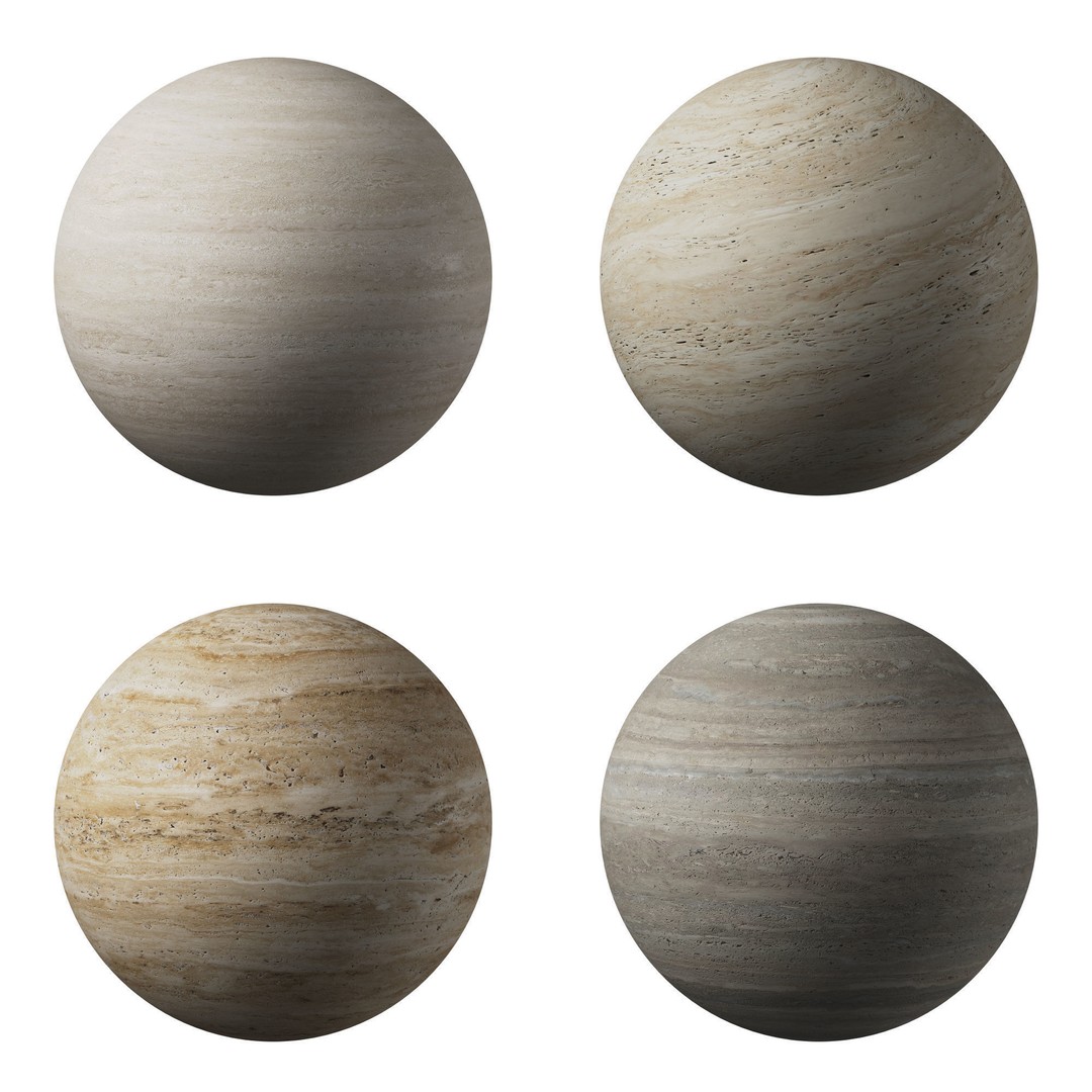 Travertine Porcelain Tiles 3D Model – PBR Textures, Various Sizes - View 4
