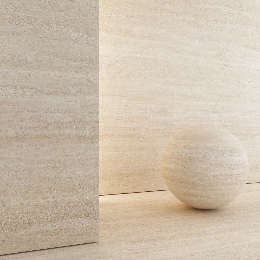 Travertine Porcelain Tiles 3D Model – PBR Textures, Various Sizes - View 5