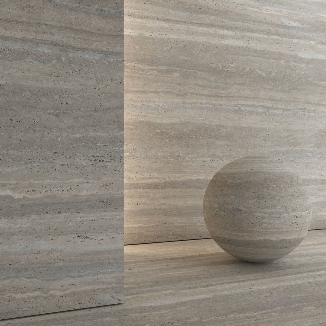 Travertine Porcelain Tiles 3D Model – PBR Textures, Various Sizes - View 8