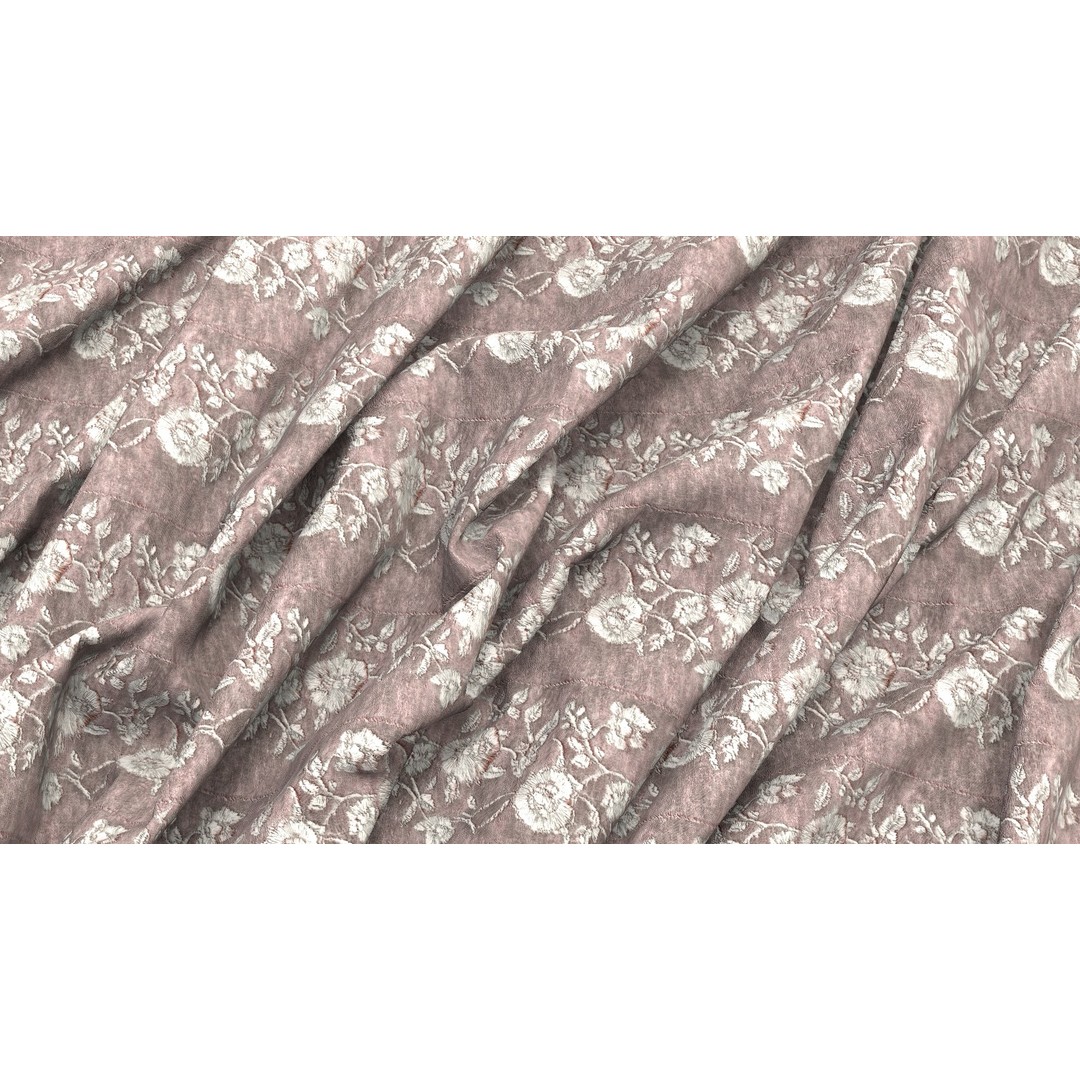 Embroidery Fabric 3D Model – 4K Seamless PBR Textures, PNG - View 11