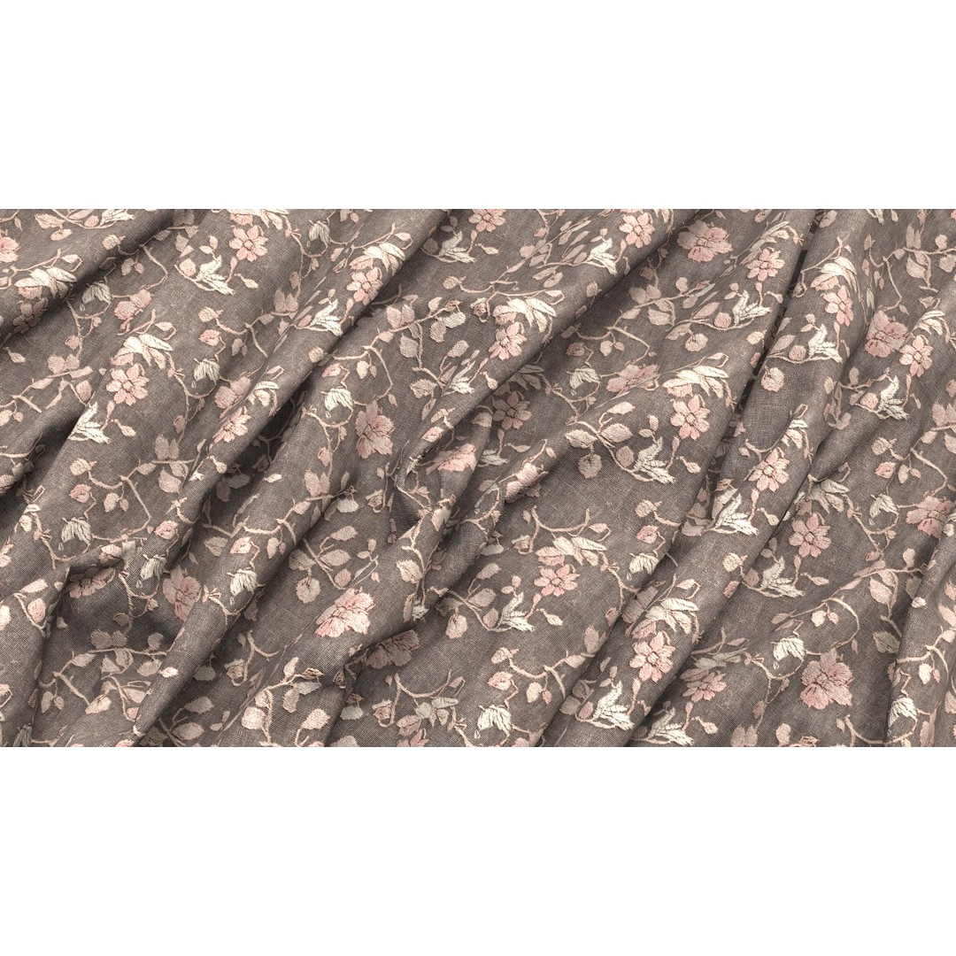 Embroidery Fabric 3D Model – 4K Seamless PBR Textures, PNG - View 17