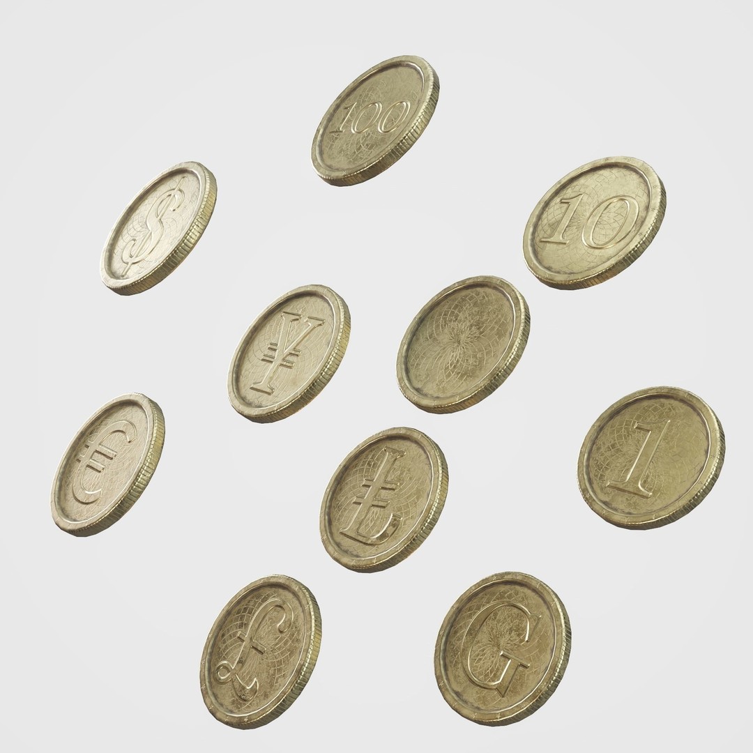Old Gold Coin 3D Model – Low Poly PBR Asset with 10 Textures - View 10