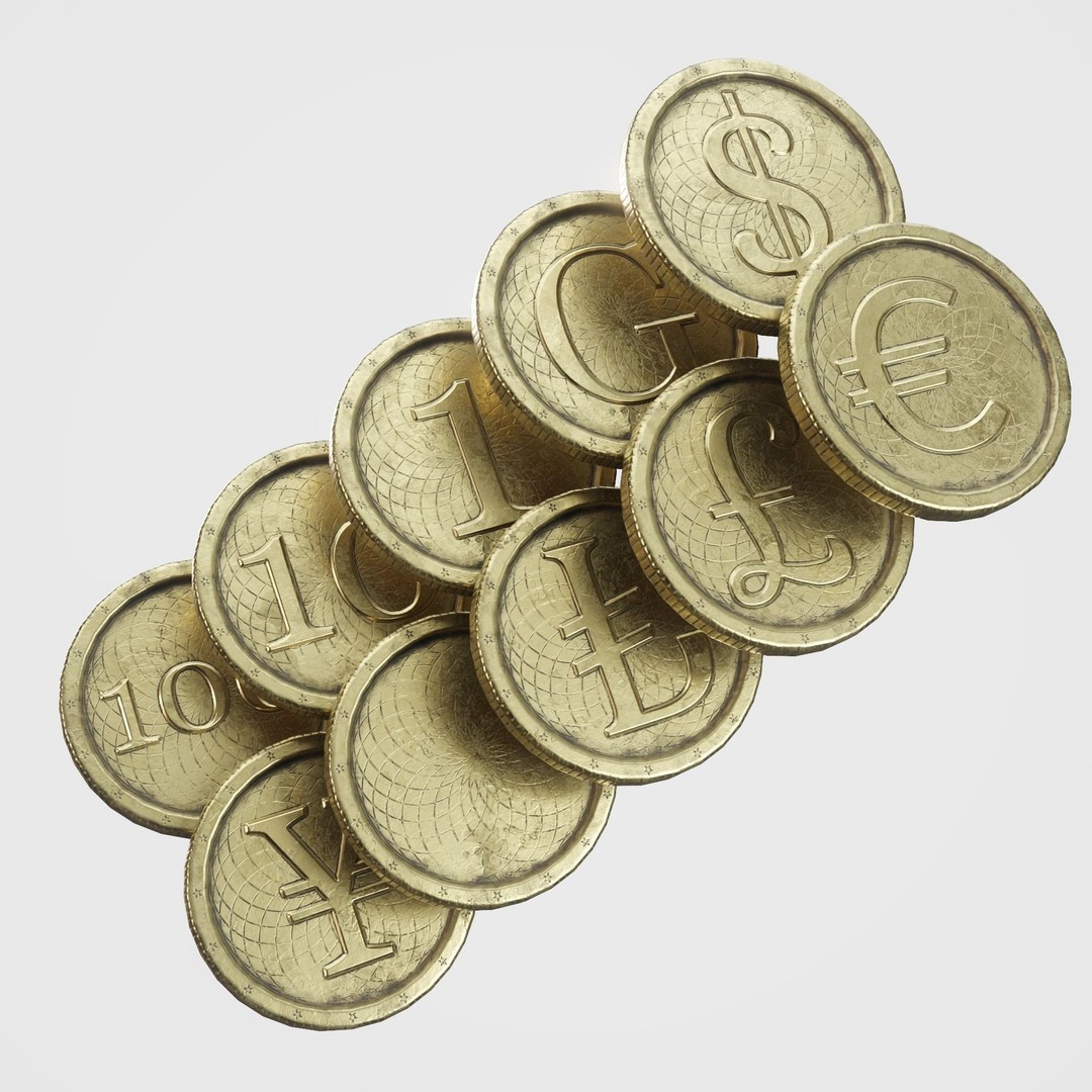 Old Gold Coin 3D Model – Low Poly PBR Asset with 10 Textures - View 11