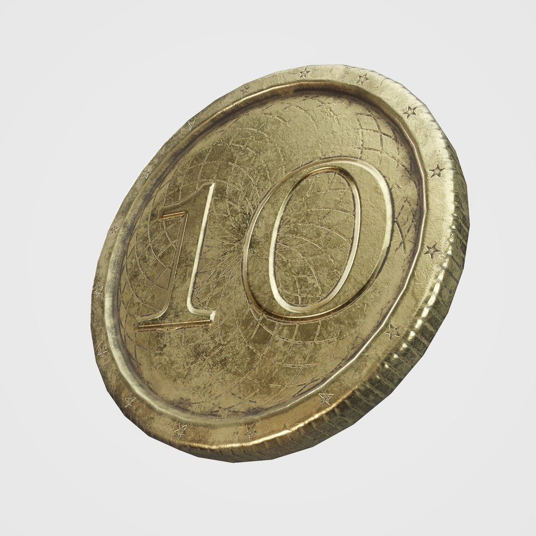 Old Gold Coin 3D Model – Low Poly PBR Asset with 10 Textures - View 16