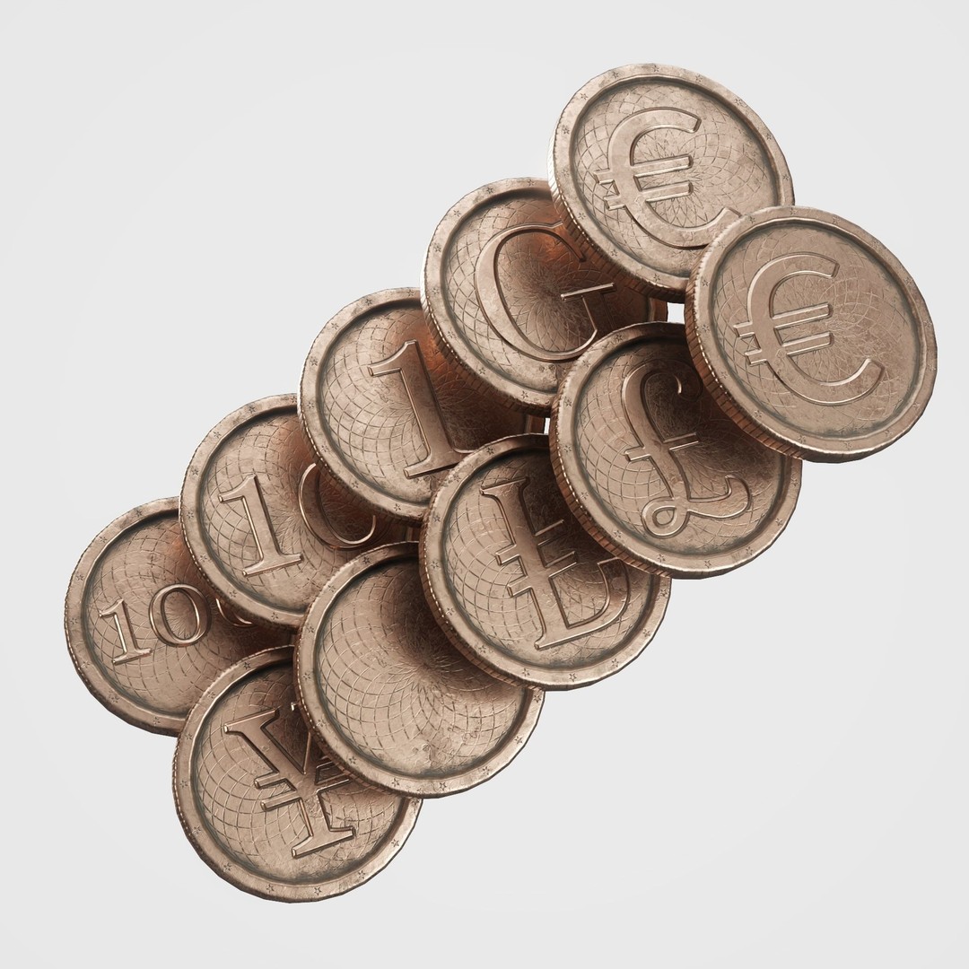 Old Gold Coin 3D Model – Low Poly PBR Asset with 10 Textures - View 4