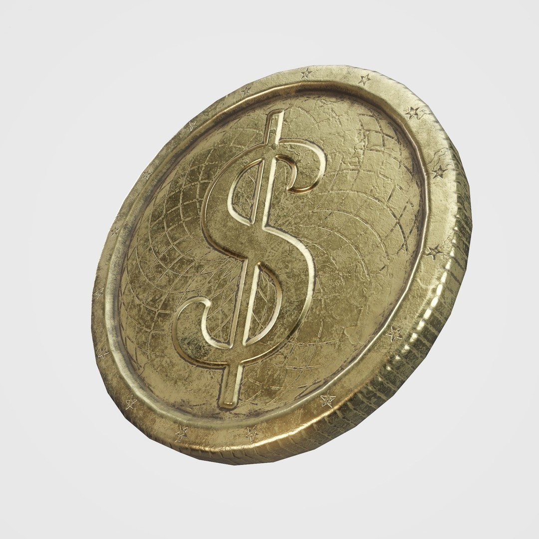 Old Gold Coin 3D Model – Low Poly PBR Asset with 10 Textures - View 7