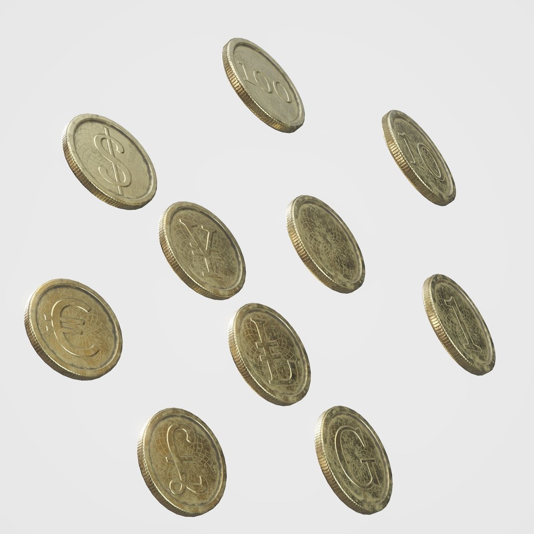 Old Gold Coin 3D Model – Low Poly PBR Asset with 10 Textures - View 9