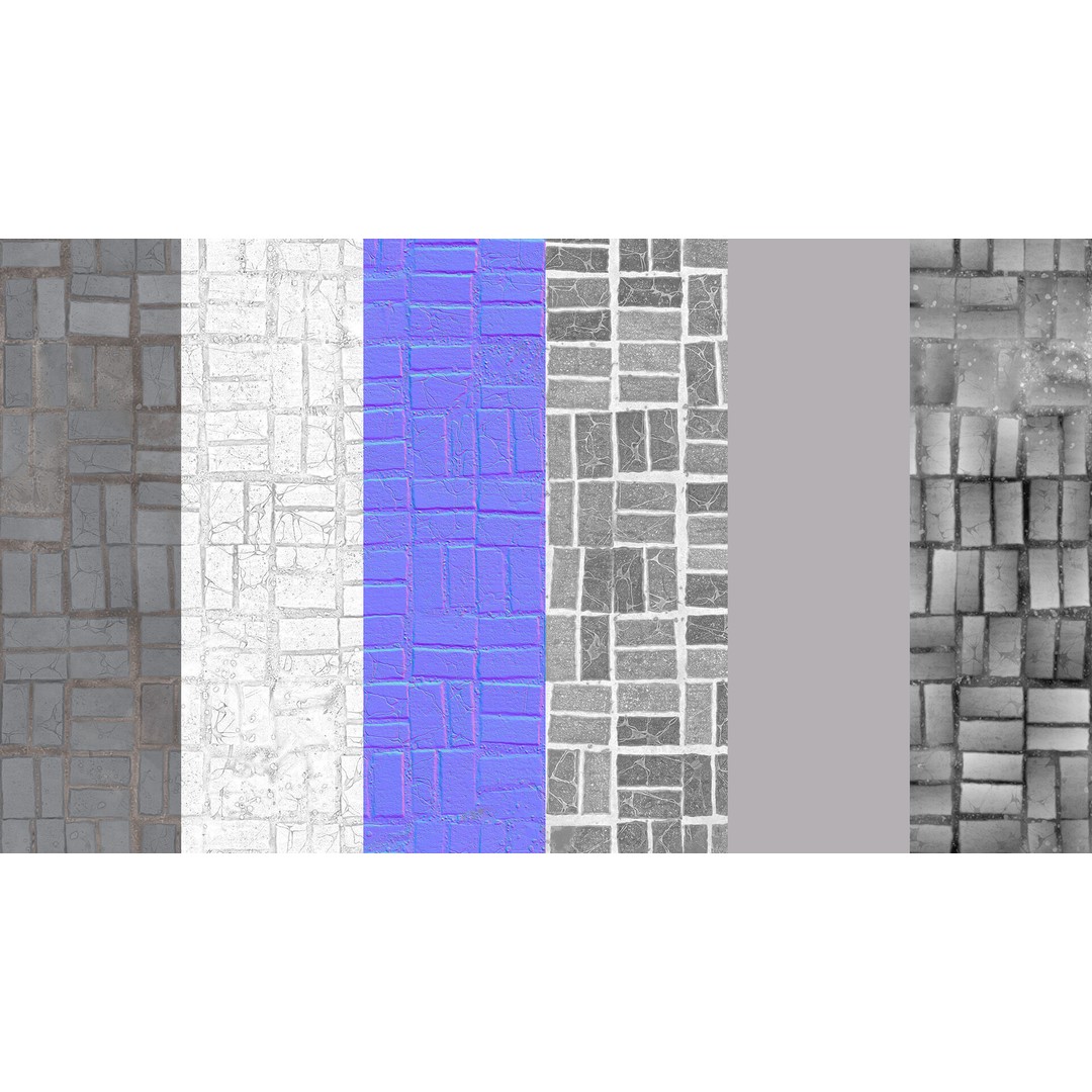 Brick Tile Stone Pavers 3D Model – Seamless PBR Texture for Archviz - View 6