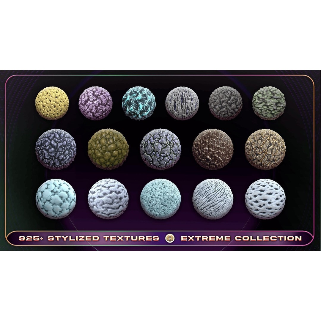 Extreme Texture Collection 3D Model – 925 Stylized PBR Textures