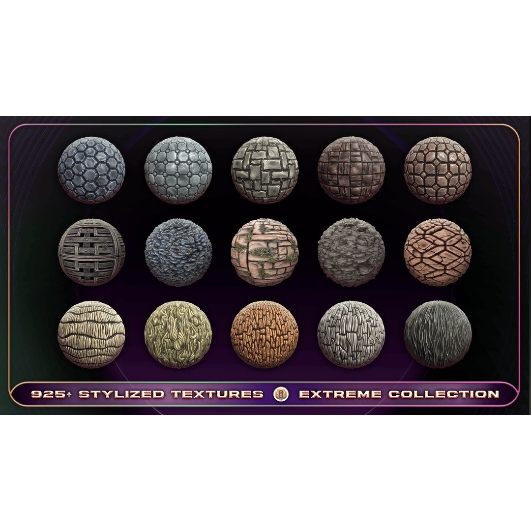 Extreme Texture Collection 3D Model – 925 Stylized PBR Textures - View 25