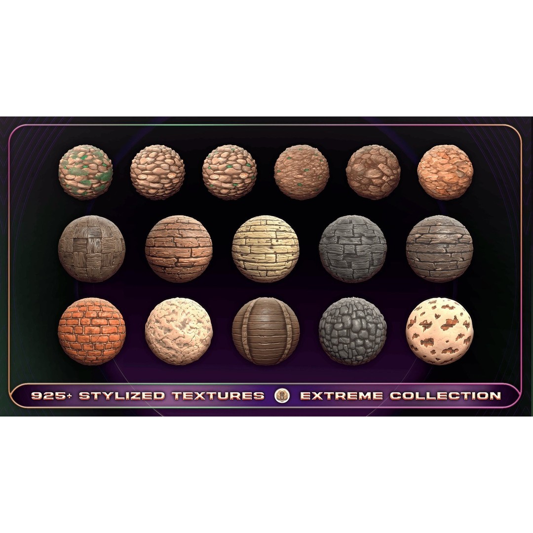 Extreme Texture Collection 3D Model – 925 Stylized PBR Textures - View 3