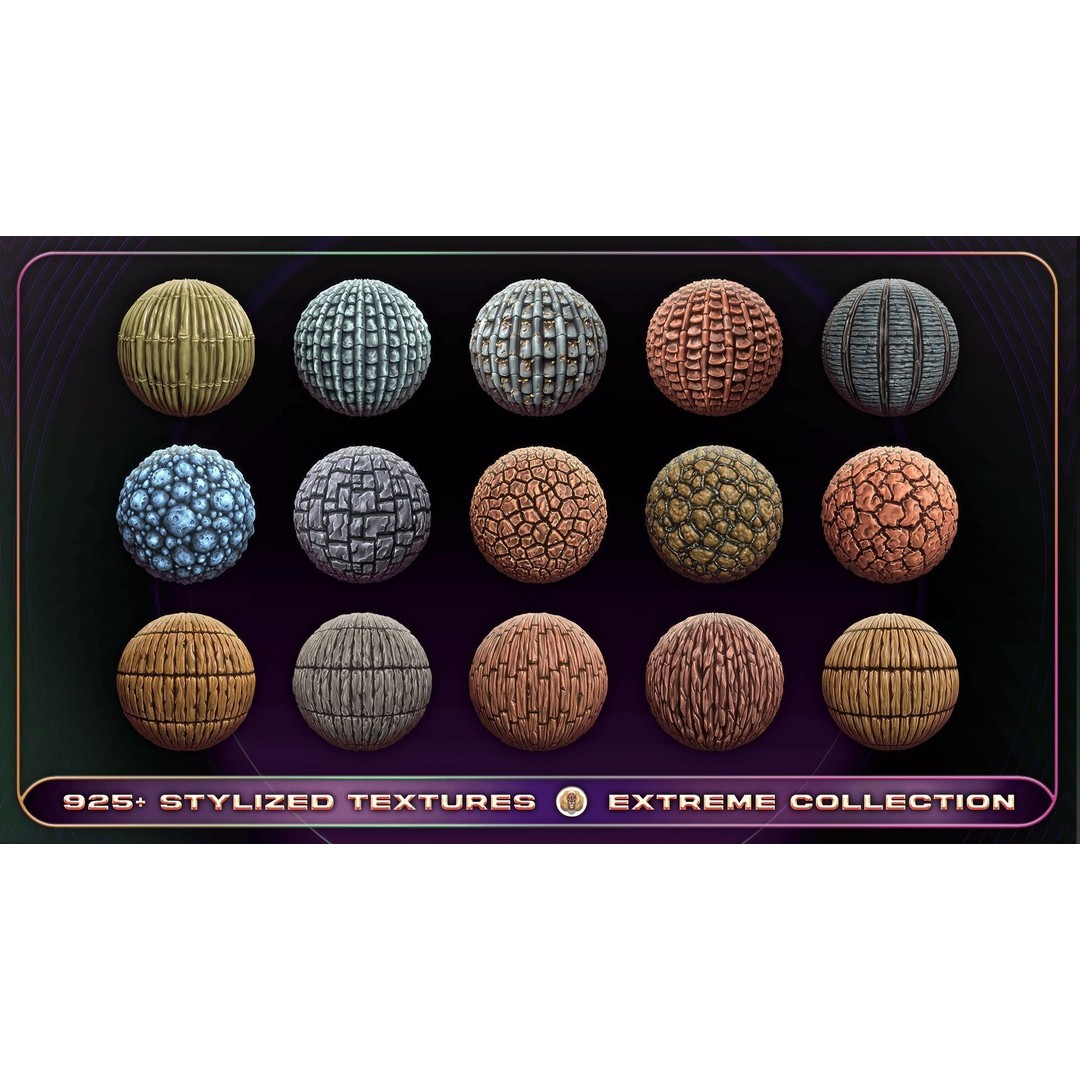 Extreme Texture Collection 3D Model – 925 Stylized PBR Textures - View 5