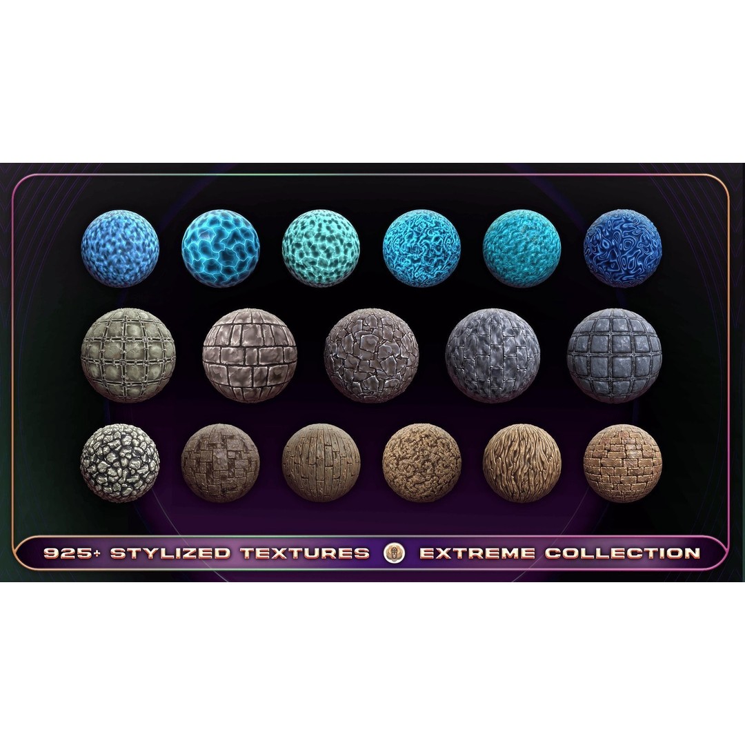 Extreme Texture Collection 3D Model – 925 Stylized PBR Textures - View 7