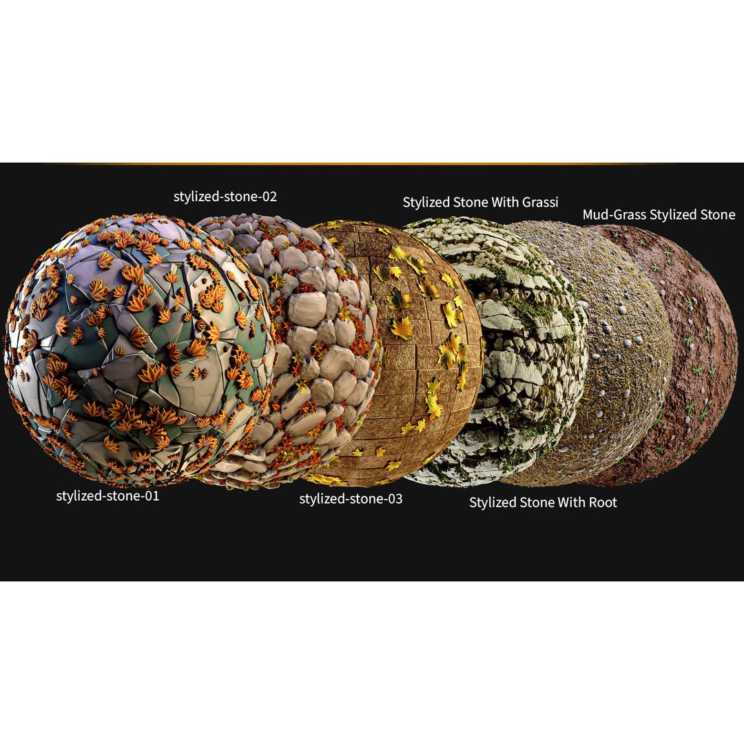 Stylized Stone Material 3D Model – PBR Textures, Sbsar & Tutorials