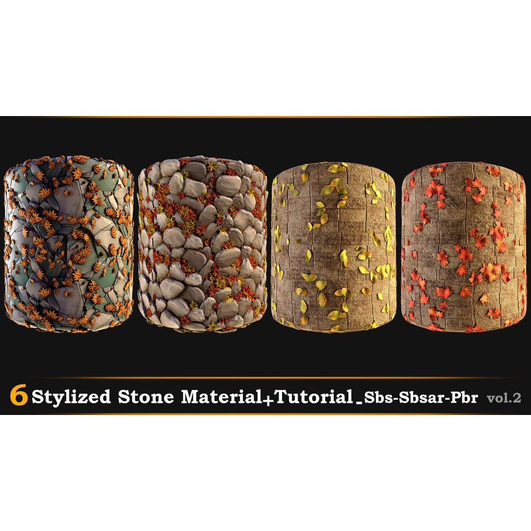 Stylized Stone Material 3D Model – PBR Textures, Sbsar & Tutorials - View 4