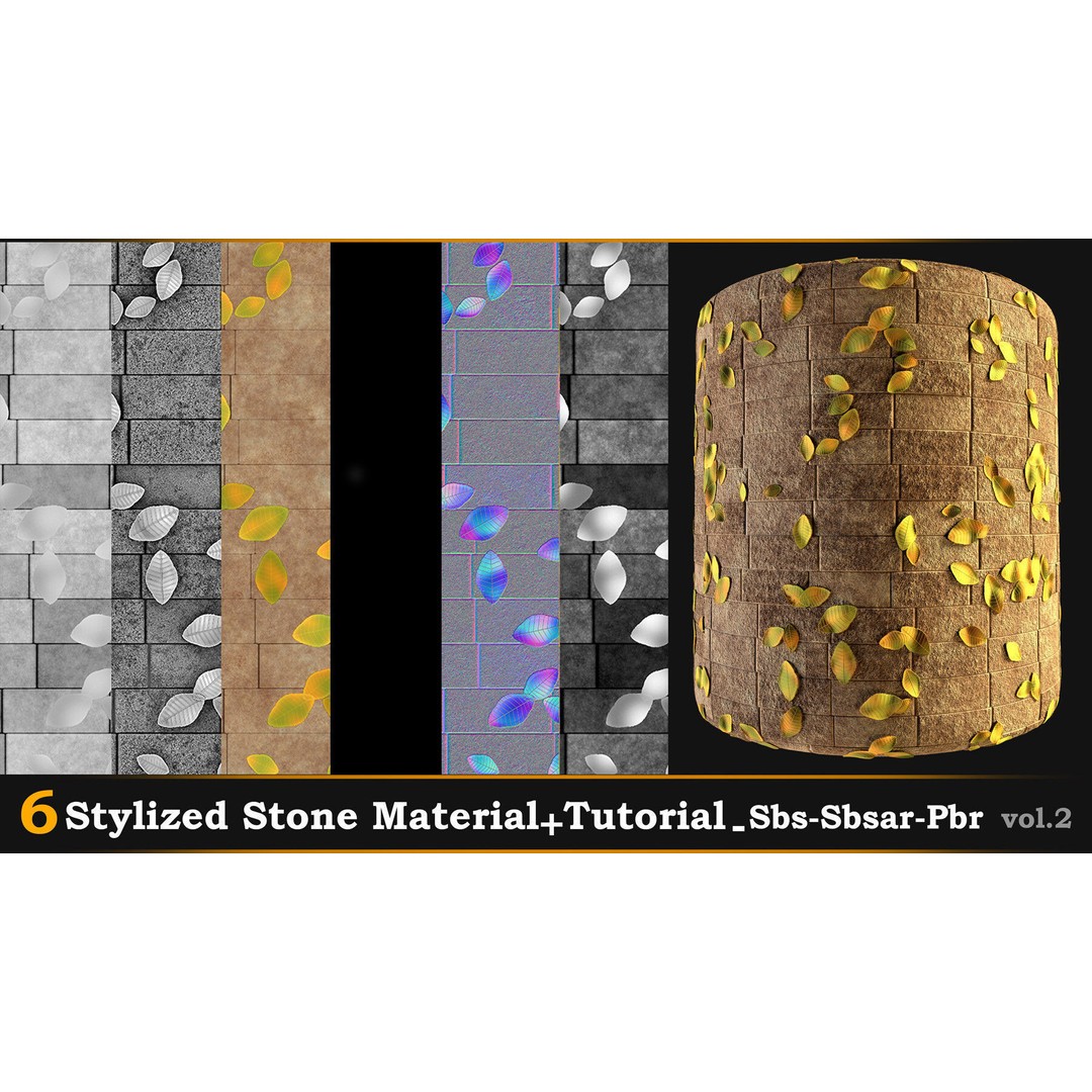 Stylized Stone Material 3D Model – PBR Textures, Sbsar & Tutorials - View 5