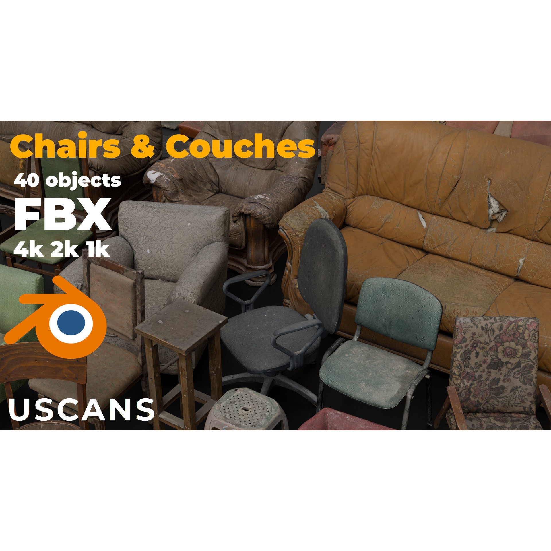 USCANS ChairsAndCouches - Low-Poly Game-Ready 3D Model - View 3