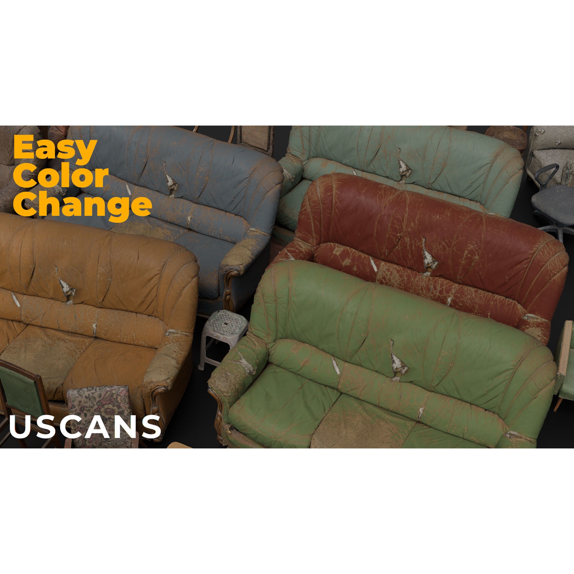 USCANS ChairsAndCouches - Low-Poly Game-Ready 3D Model - View 5