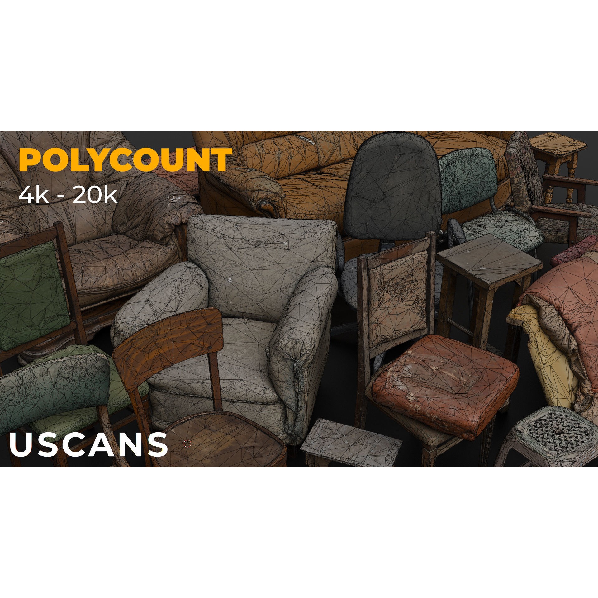 USCANS ChairsAndCouches - Low-Poly Game-Ready 3D Model - View 7