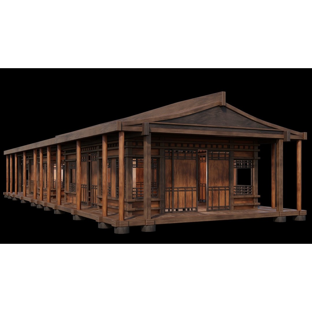 Medieval Houses 3D Model – Low Poly Game Ready with 4K Textures, FBX