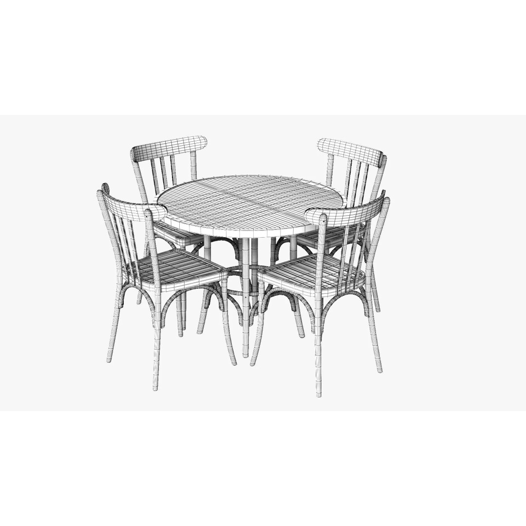 French Table and Chair 3D Model – Low Poly PBR Asset, FBX, OBJ
