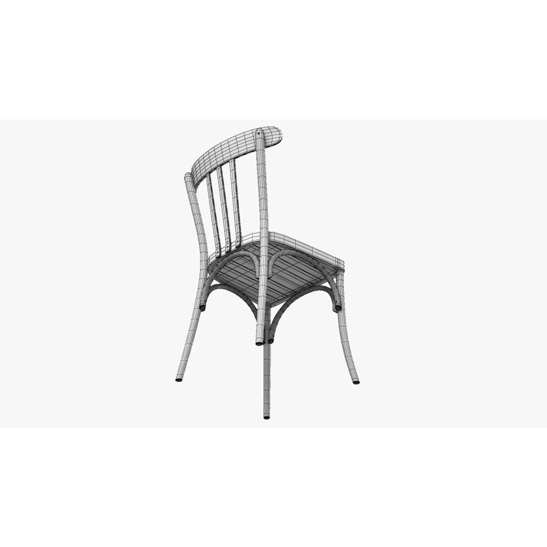 French Table and Chair 3D Model – Low Poly PBR Asset, FBX, OBJ - View 13