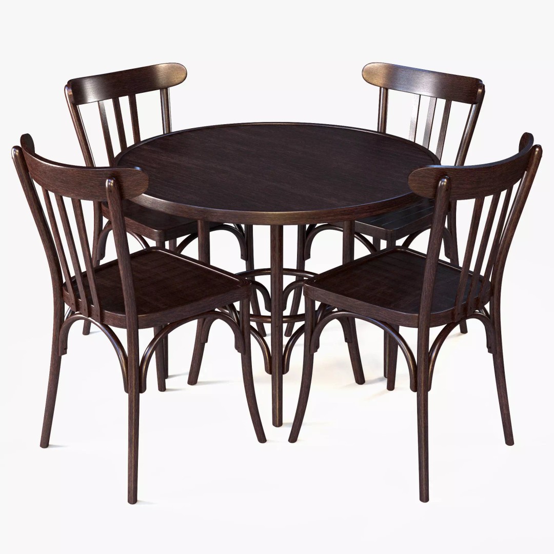 French Table and Chair 3D Model – Low Poly PBR Asset, FBX, OBJ - View 2